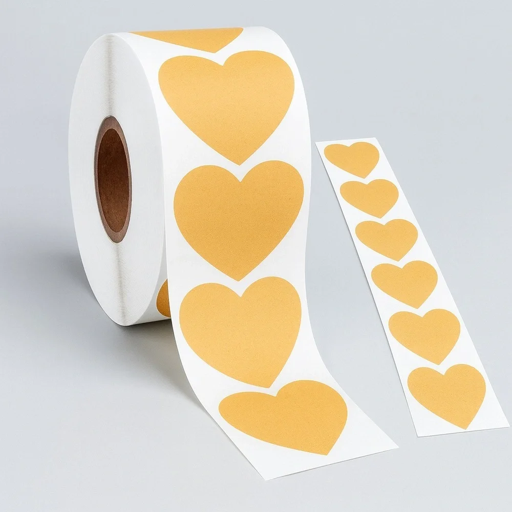 Kraft marron Heart Stickers Self-Adhesive Cute Style Love Pattern STICKER